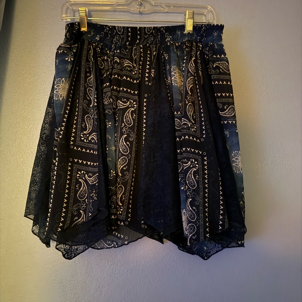 Maurices Bandana Flowy Skirt Blue/black